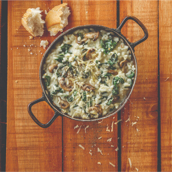 Risotto de acelga y hongos